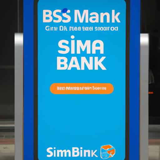 Một máy ATM Vietcombank có biển quảng cáo dịch vụ SMS Banking.