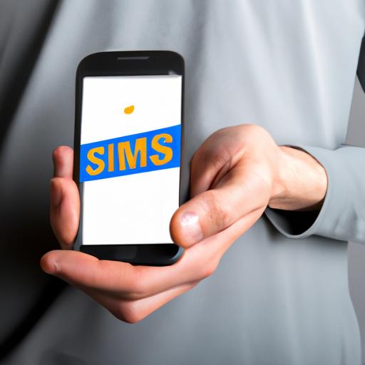 Người dùng cầm smartphone với logo SMS Brandname trên màn hình