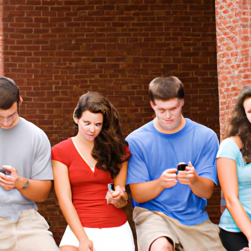 Nhóm học sinh đọc tin nhắn SMS trên điện thoại của mình.