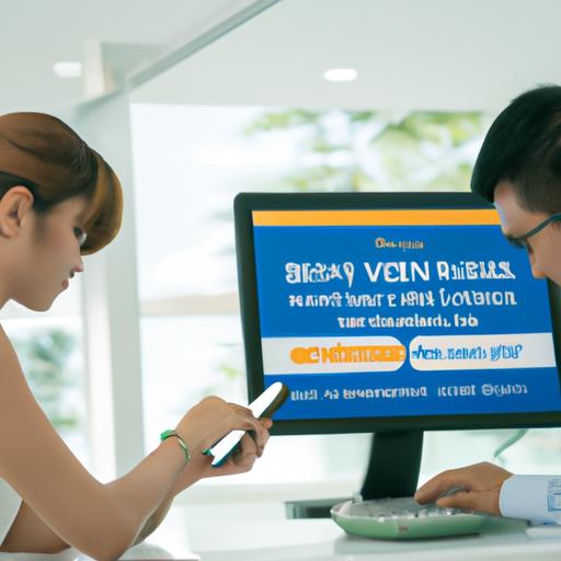 Nhân viên Vietcombank hỗ trợ khách hàng hủy dịch vụ SMS